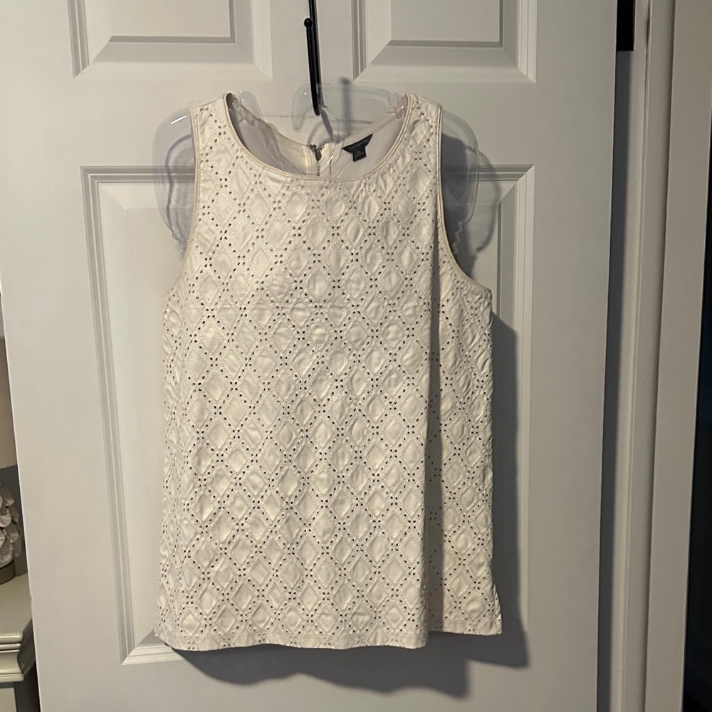 Ann Taylor Cream Eyelet Tank Top